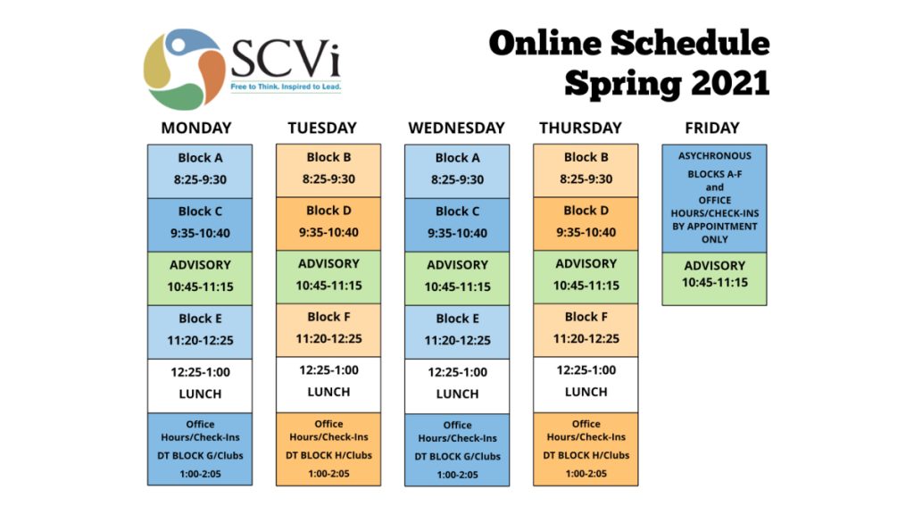 SCVi Online Schedule Spring